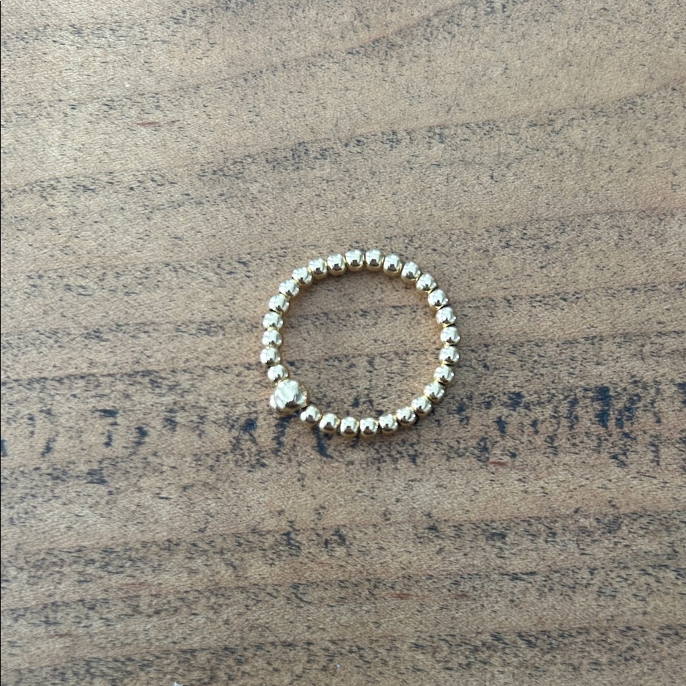 14k yellow gold beaded elastic ring